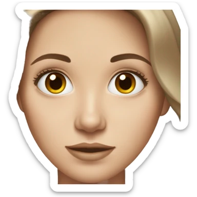 White girl with long brown hair makeup sticker