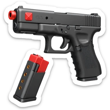 a red glock 20 with a drum mag inside of it with a red flag like people wear in real life with a incognito switch in the back plate sticker