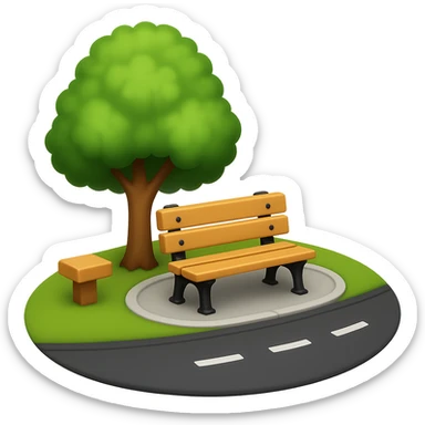 Emphasize the street and reduce the number of trees in the image. The style should resemble emoji style with a transparent background. sticker