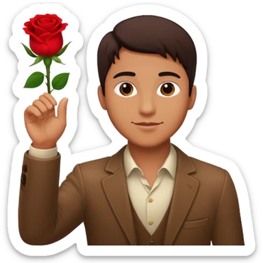 Hombre alzando la mano con una rosa sticker