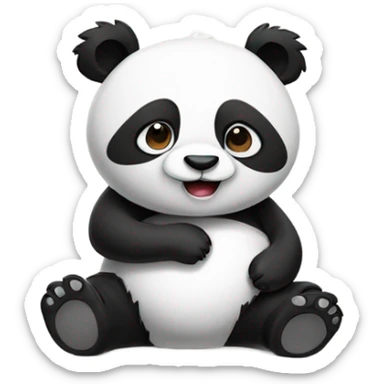 Hungry panda holding his stomach  sticker