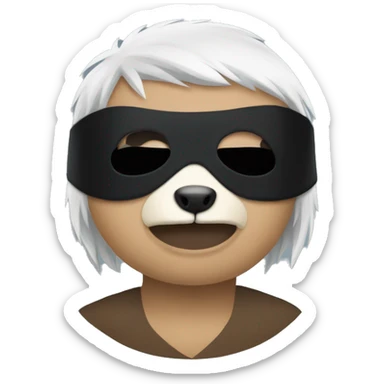 Sloth with white hair and a black blindfold sticker