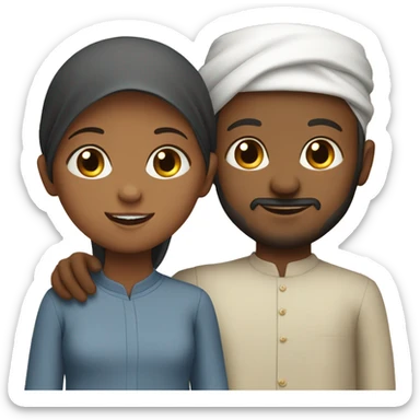 Muslim family with one 3 year old girl and one 1 year old boy sticker
