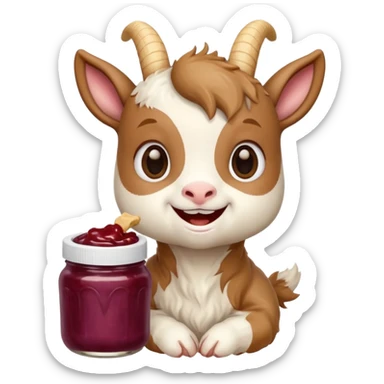 cute baby goat eating peanut butter and jelly  sticker