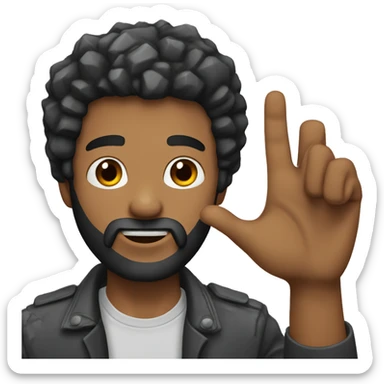 The guy with the beard makes a rock sign with his hand sticker