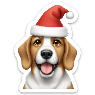 Dog wearing Christmas hat sticker