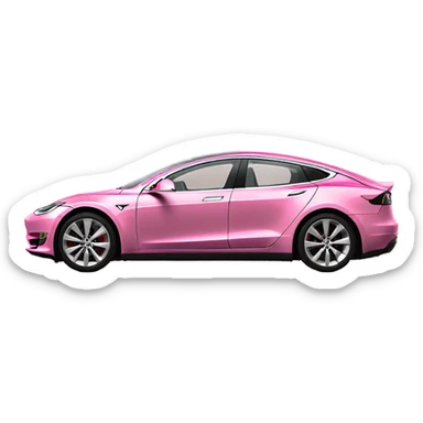 A pink tesla  sticker