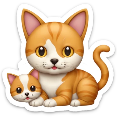 cat mix with dog sticker