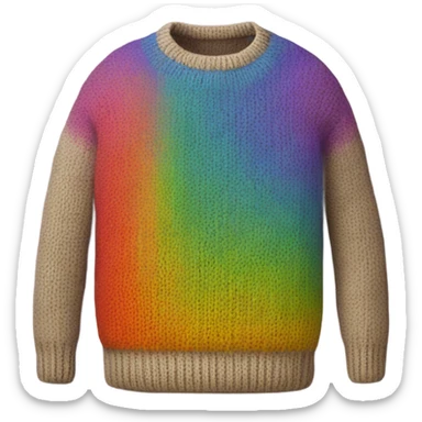 Knit sweater with rainbow design sticker