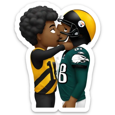 A Steelers fan kissing a eagles fan  sticker