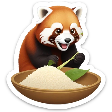 Red panda eating rice with 🥢 sticker