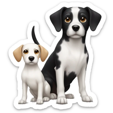 small black dog and small white dog with light brown spots  sticker