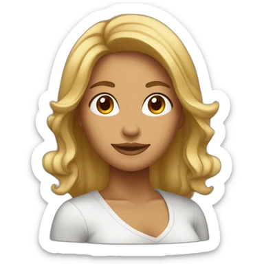 mujer con cabello castaño suelto sticker