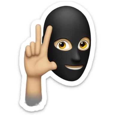 Make a emoji of a guy with a black mask Raising his hand sticker