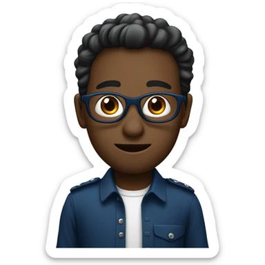 humano de óculos redondo preto, com camisa de cor azul marinho escrito TERCEIRO "C" sticker