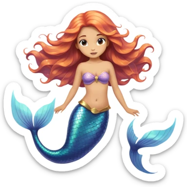 mermaid girl underwater scene sticker