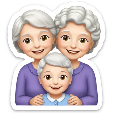 White Grandma with 2 black identical little girls  sticker