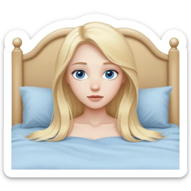 busty pawg long blonde hair pale blue eyes intimate bed pose sfw sticker