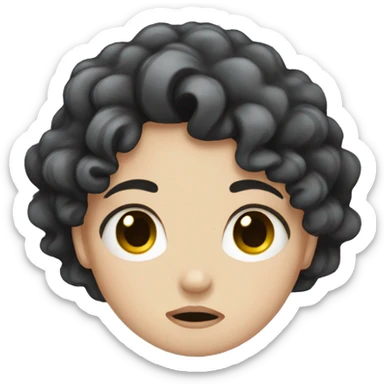 white girl with curly black hair crying sticker