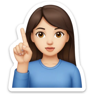 brunette girl sticking up middle finger  sticker