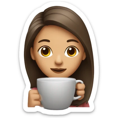 girl with laptop drinking coffee sticker