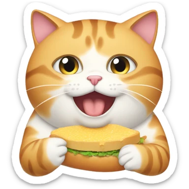 Fat cat eating for me sticker