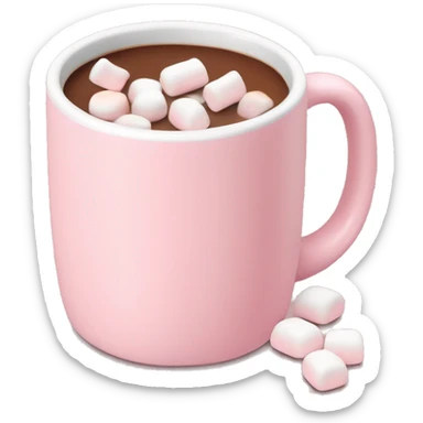 Pastel pink mug with hot coco and marshmallows  sticker