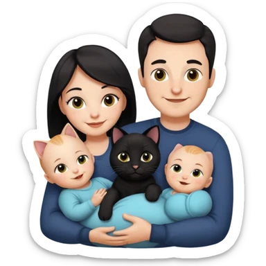 1 mom, 1 dad, 1 baby and 1 black cat sticker