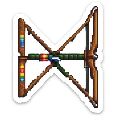 wooden archery bow pixel art sticker