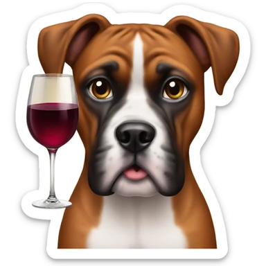 boxer dog with wine  sticker