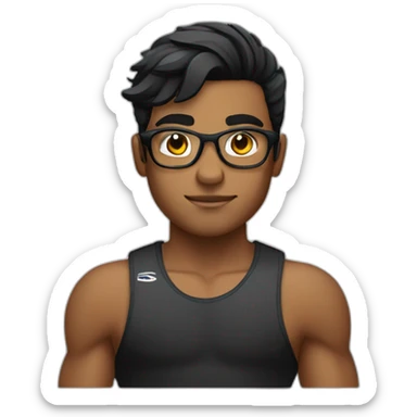 Boy Sri lankan MMA fighter with glases black and lisse hair sticker