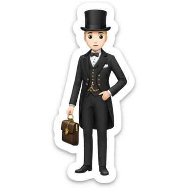 elegant Victorian gentleman in a top hat, full body, standing, front view sticker