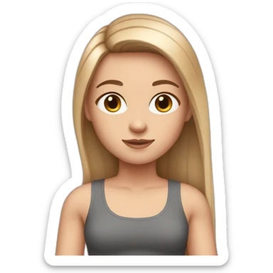 white girl with long straight brown hair wearing crop top sticker