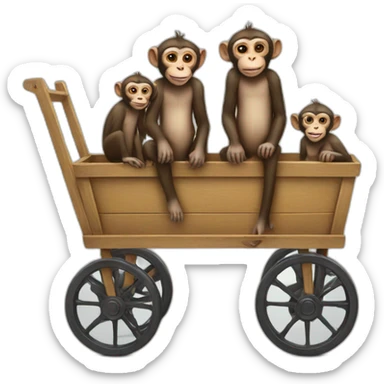 monkeys are standing on a cart sticker