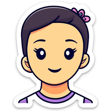 girl character with oval flat top head sticker
