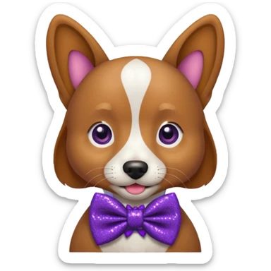 Cachorro adulto com gravata roxa com glitter sticker