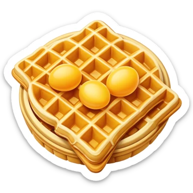 Hong Kong Egg Waffle bubble shaped golden pastry, simplified emoji style with bold outlines and bright colors, cartoon style Chinese street snack Gai Dan Jai sticker