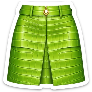 super realistic lime green crocodile leather mini skirt isolated sticker