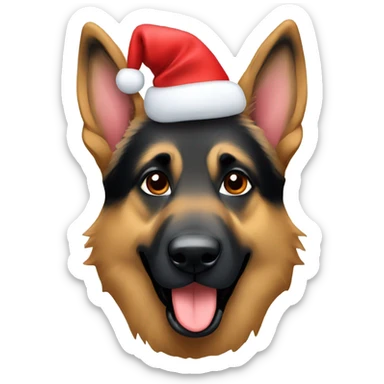 german shepherd with christmas hat sticker