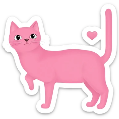 pink cat with hearts sticker