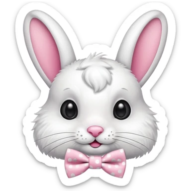 Fluffy rabbit with polka-dot bow tie sticker