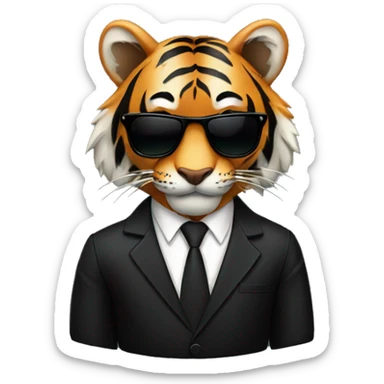 tiger with sunglasses black suit sticker