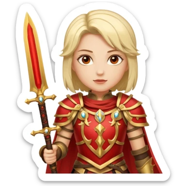 Ember Baroness + gold-red cuirass + twin blades. negative : characters sticker