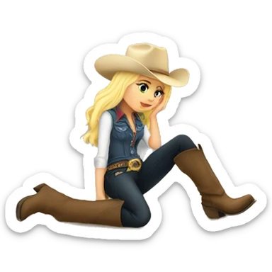 Blonde cowgirl kissing the floor sticker