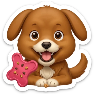 dog biting dog treat sticker