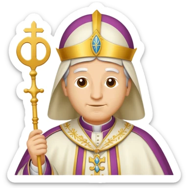 emoji-style icon of Pope Leo XIV, simplified features, bold outlines, flat colors sticker