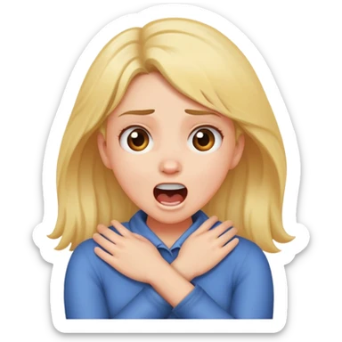 Girl crossing arms holding neck screaming  sticker