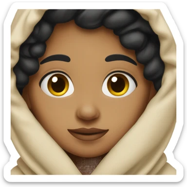 Light skin girl with black hair in a blanket cozy sticker