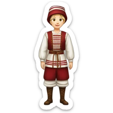 latvian traditional costume full body with stripes sticker