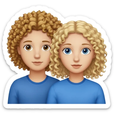 two best friends one brown eyes curly hair and the other, blond straight hair, blue eyes sticker